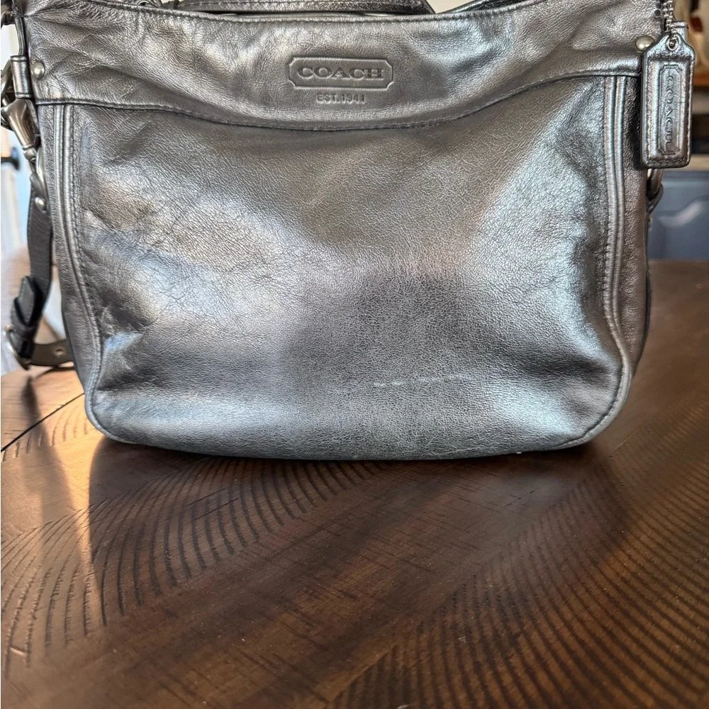 Coach Silver Leather Crossbody Bag - Picture 1 of 10